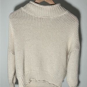 White Mesh Turtleneck Sweater
